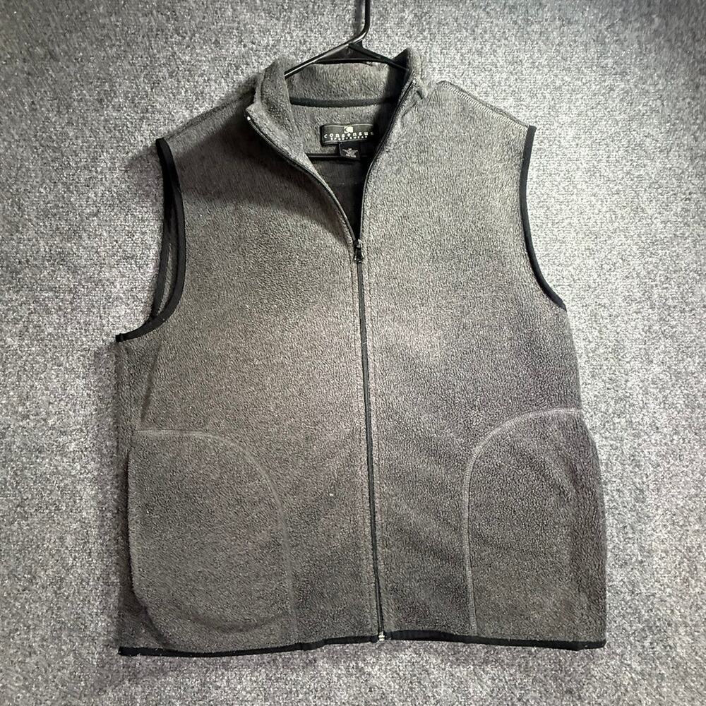 Consensus Sportswear Men's Gray Full Zip Fleece Vest Jacket Size Medium